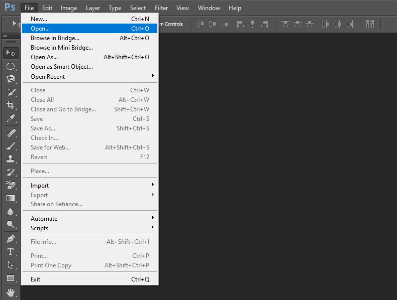 How to open an image in photoshop