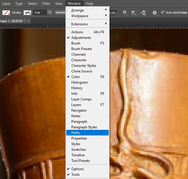 how to open path panel in photoshop